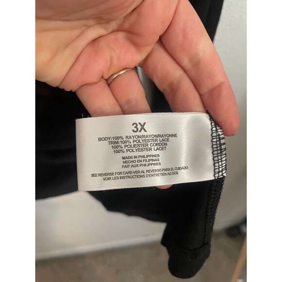 Nine West Womens Black Lace Sleeve Button Front Top Size 3X Witchy Goth Romantic - Picture 8 of 8